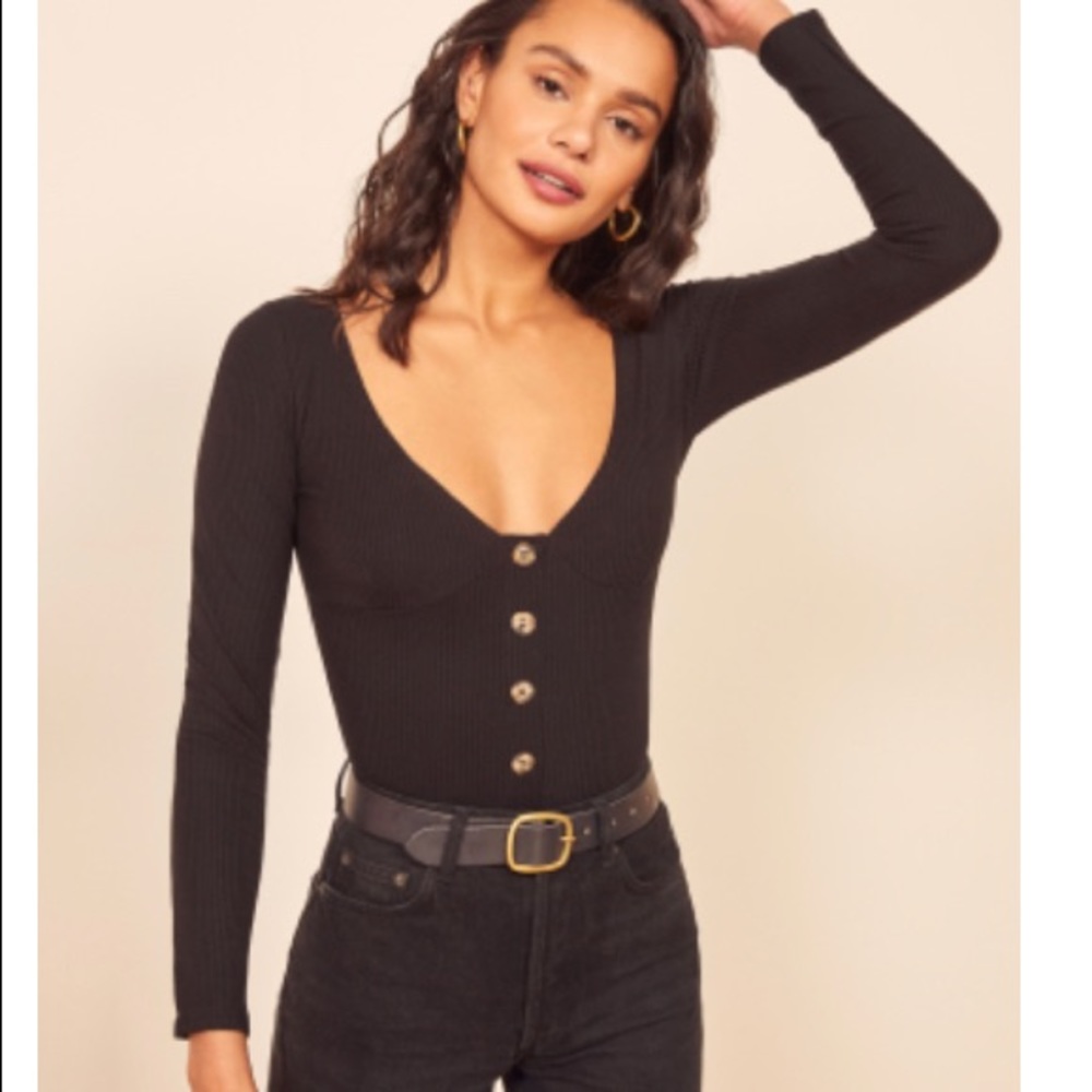 Reformation black long sleeve top